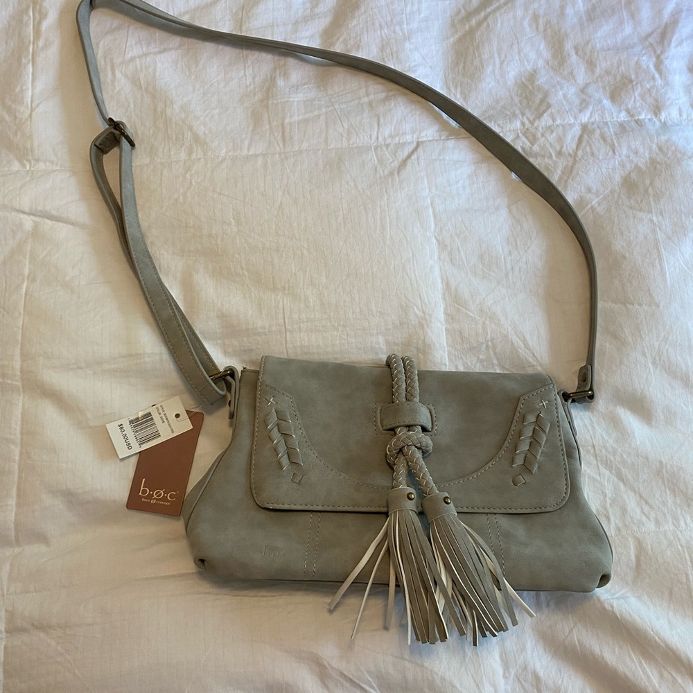 b.o.c. Gray Crossbody Bag with Tassel Accents